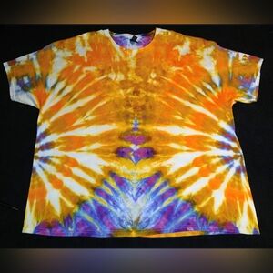 Sunset Vibes Side Spiral Ice Dye Tie Dye T Shirt ~ Sz 3XL